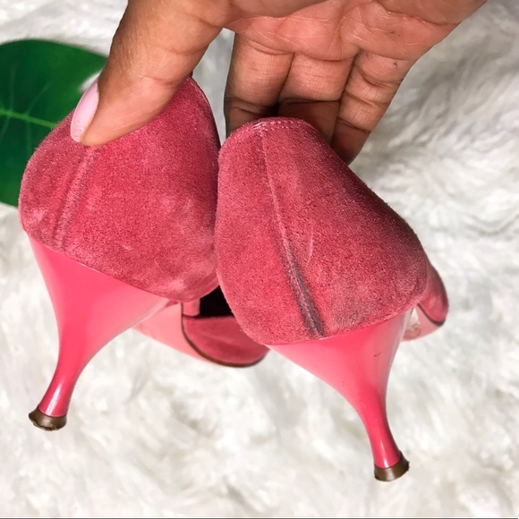 Vintage Salvatore Ferragamo Ruffle Suede Heels - Picture 2 of 5